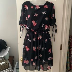 Z-ONE- Black Floral Dress